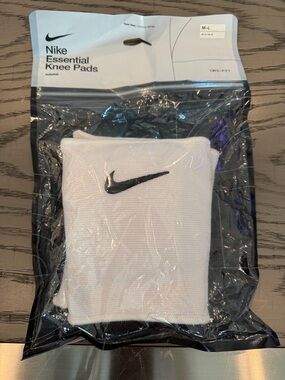 Nike White Knee Pads with Black Swoosh